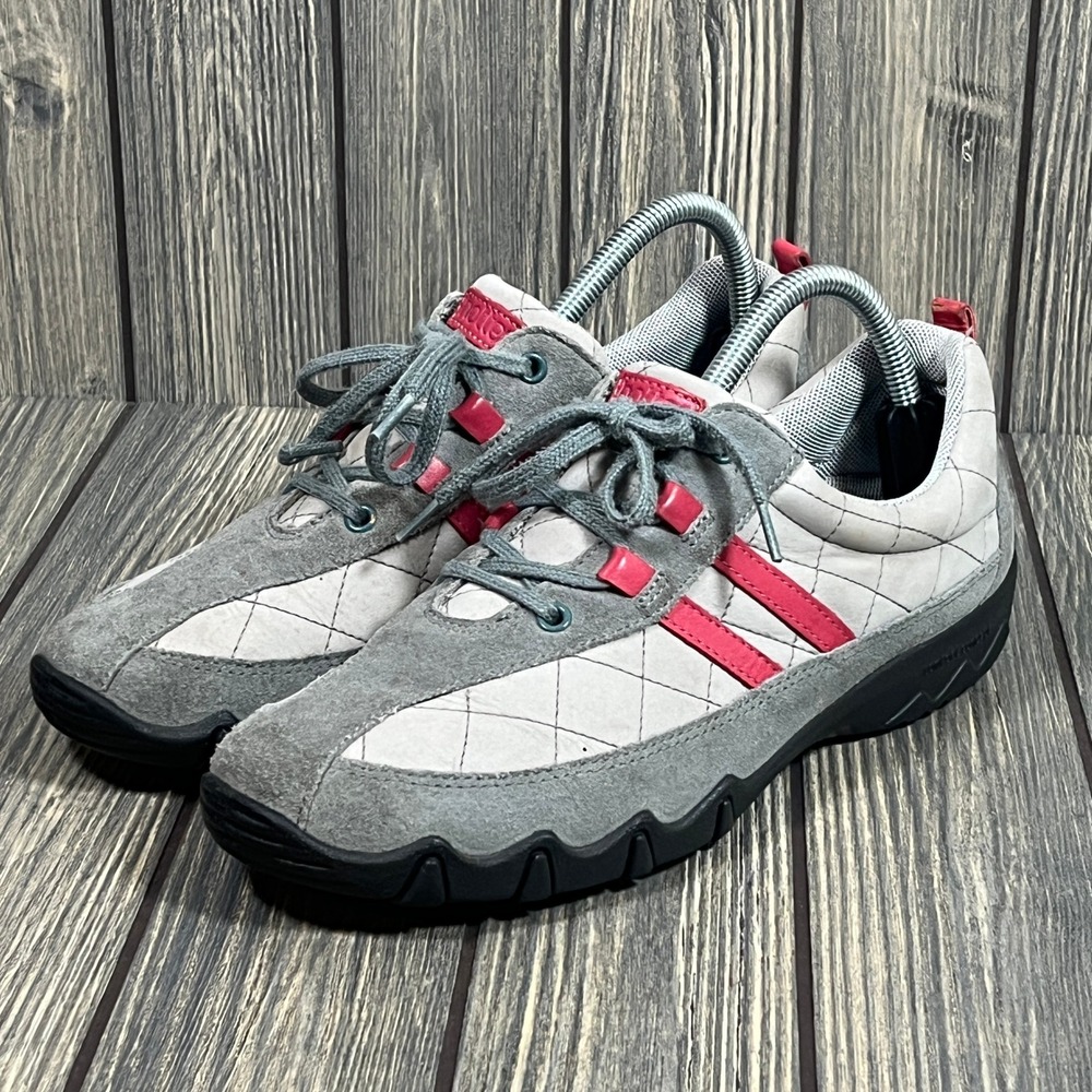 Hotter Leanne Sneakers Womens 9 Grey Pink Suede Quilted Lace Up Comfort Shoes‎ - Picture 3 of 9